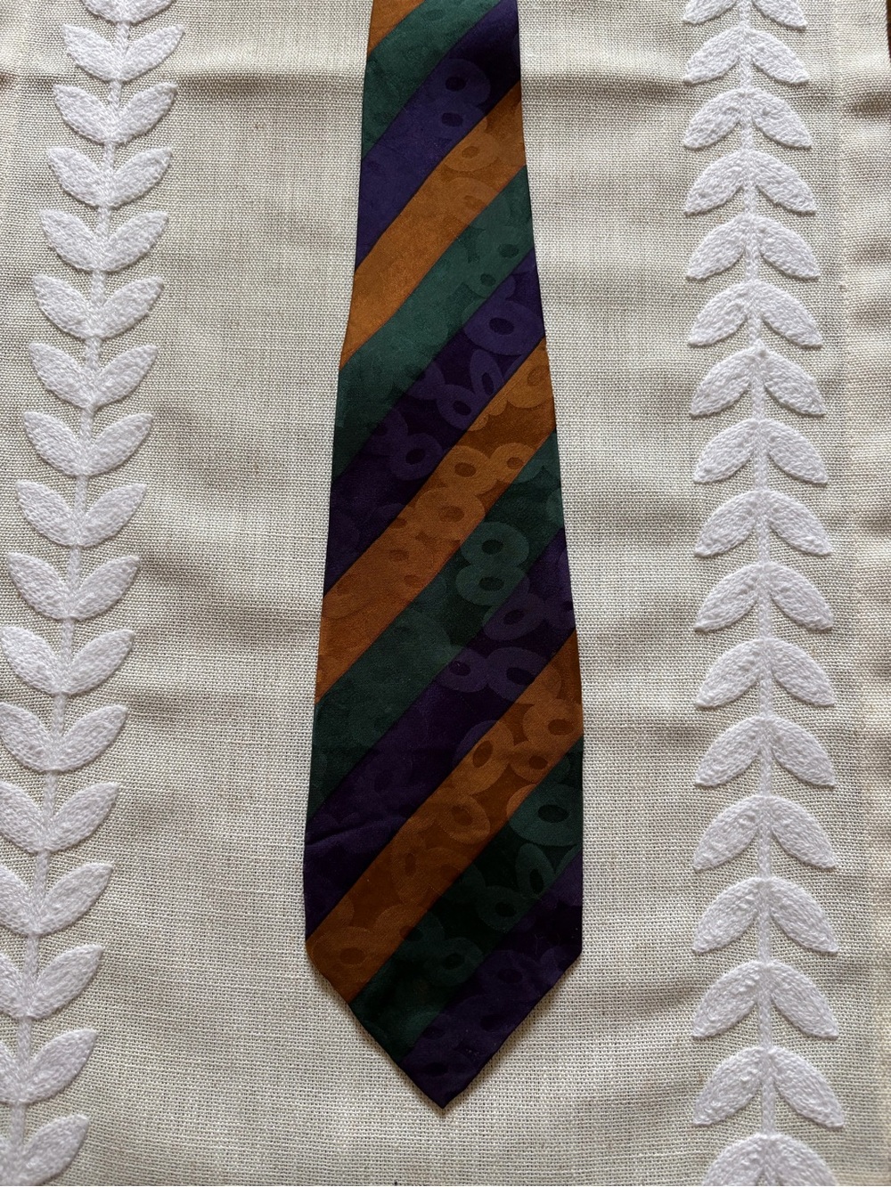 Striped Green, Purple & Brown Men's Tie